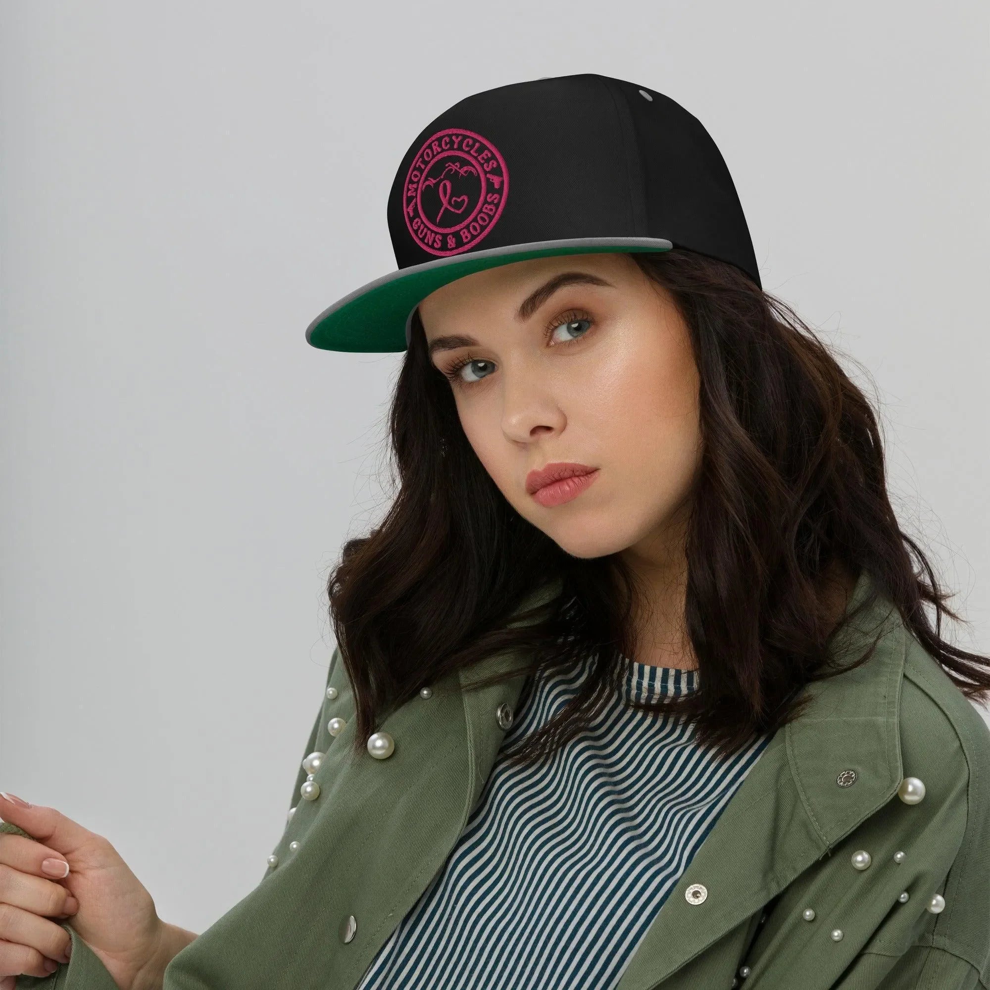 Motorcycles Guns & Boobs Flat Bill Cap -MGW Clothing