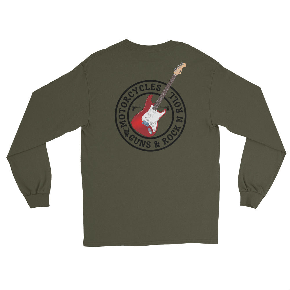 Motorcycles Guns And Rock N Roll Long Sleeve Shirt-MGW Clothing