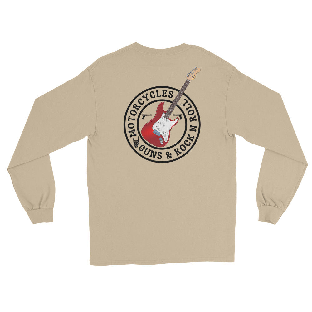 Motorcycles Guns And Rock N Roll Long Sleeve Shirt-MGW Clothing