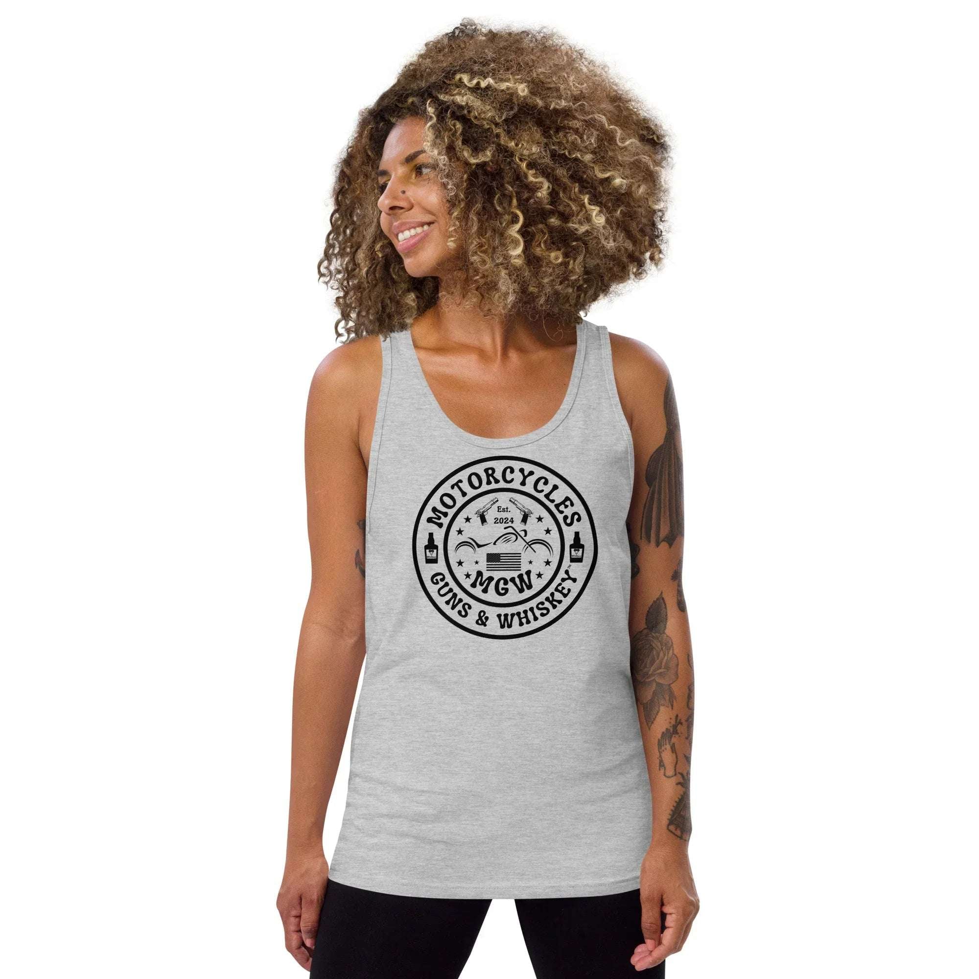 Motorcycles Guns & Whiskey Tank Top -MGW Clothing