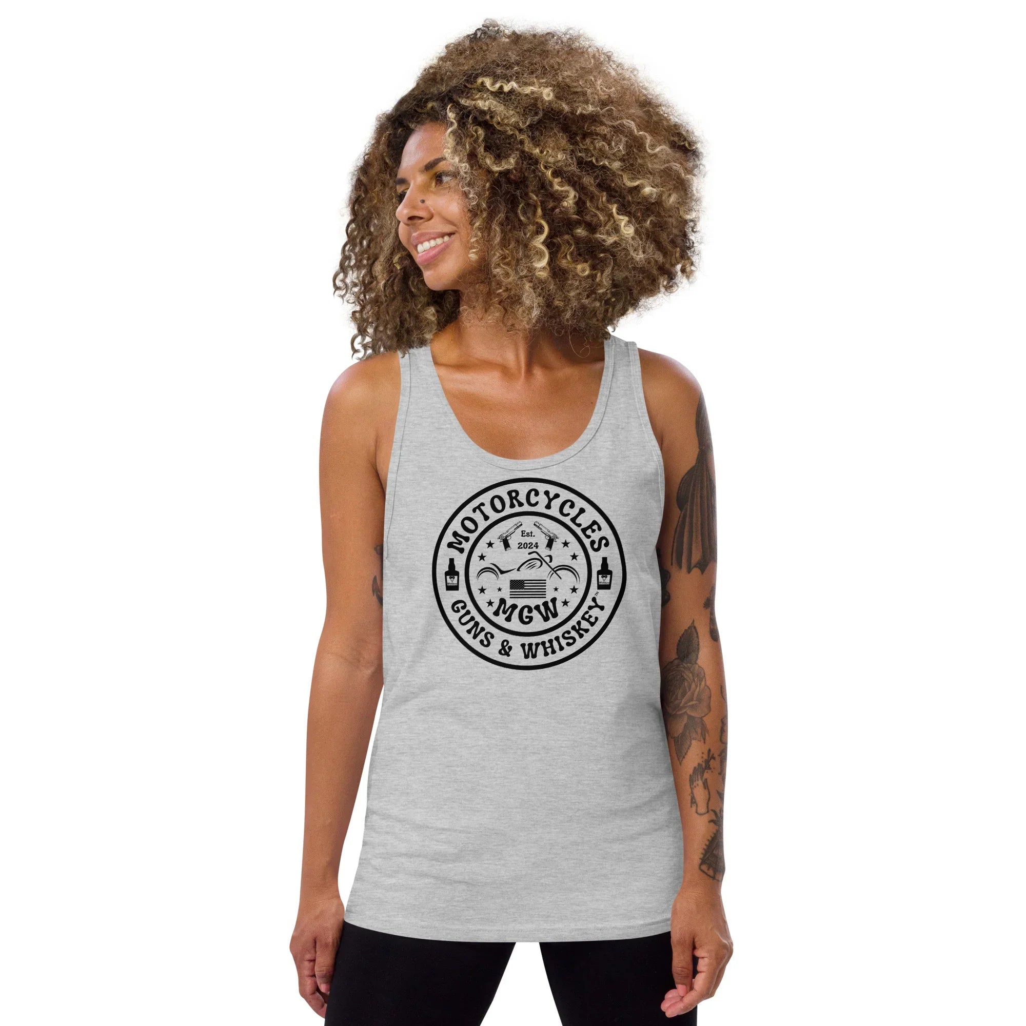 Motorcycles Guns & Whiskey Tank Top -MGW Clothing