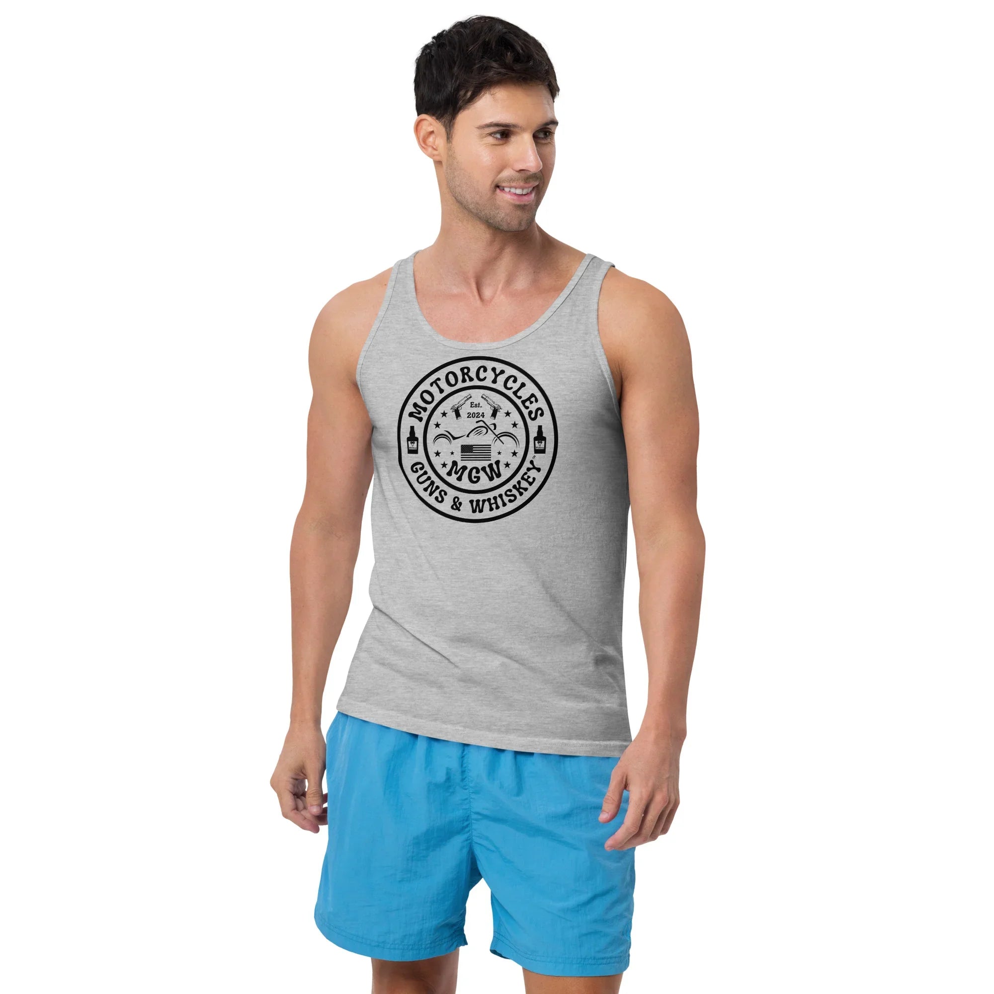 Motorcycles Guns & Whiskey Tank Top -MGW Clothing