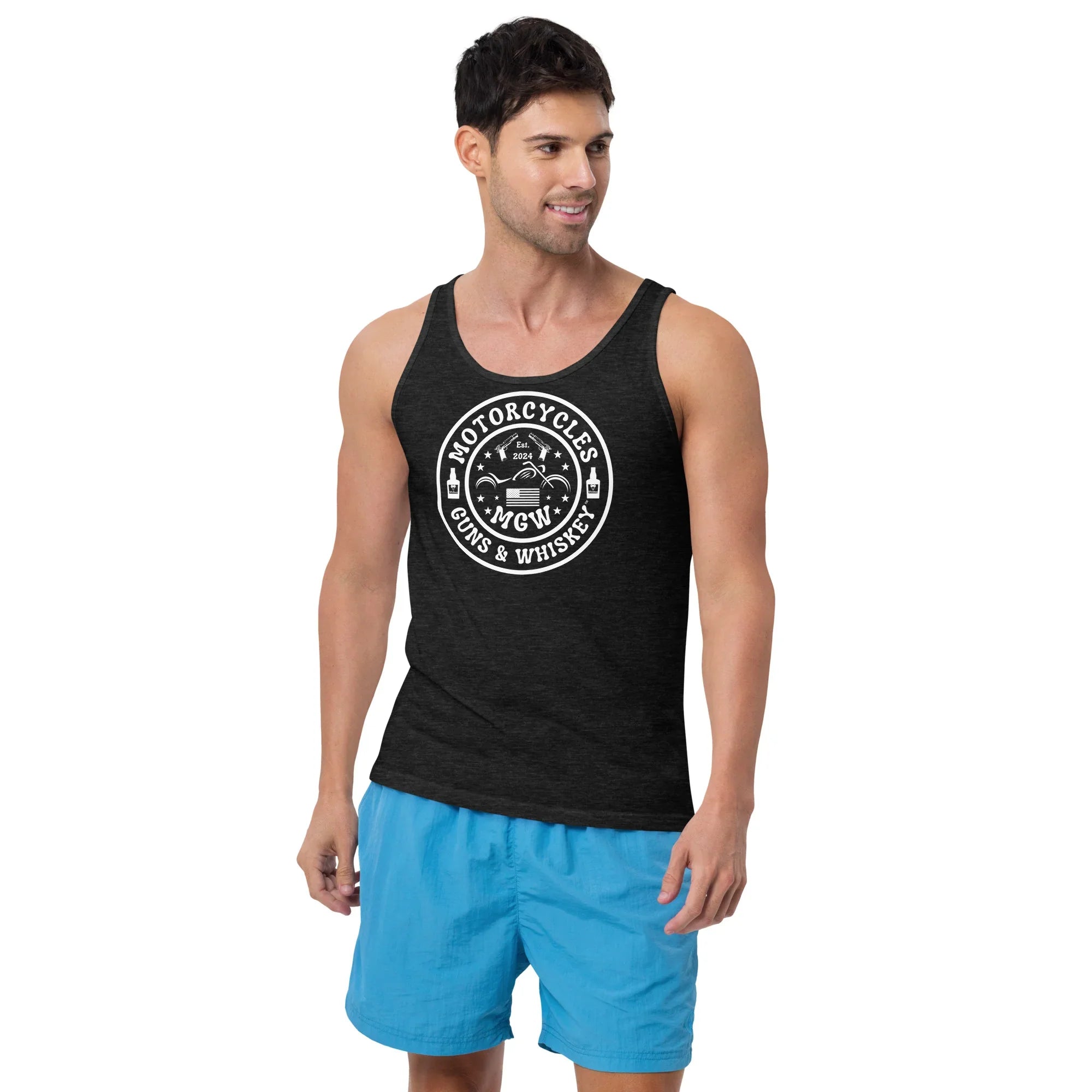Motorcycles Guns & Whiskey Tank Top -MGW Clothing