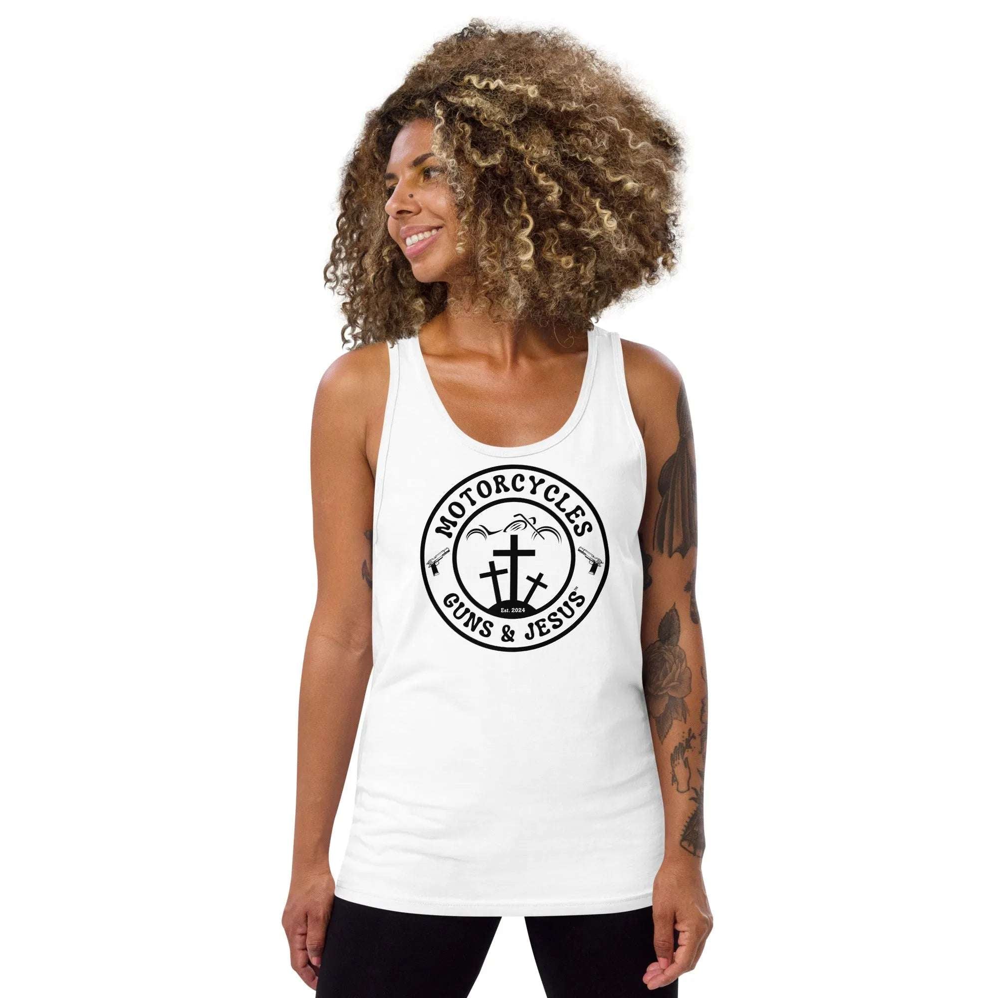 Motorcycles Guns & Jesus Tank Top -MGW Clothing