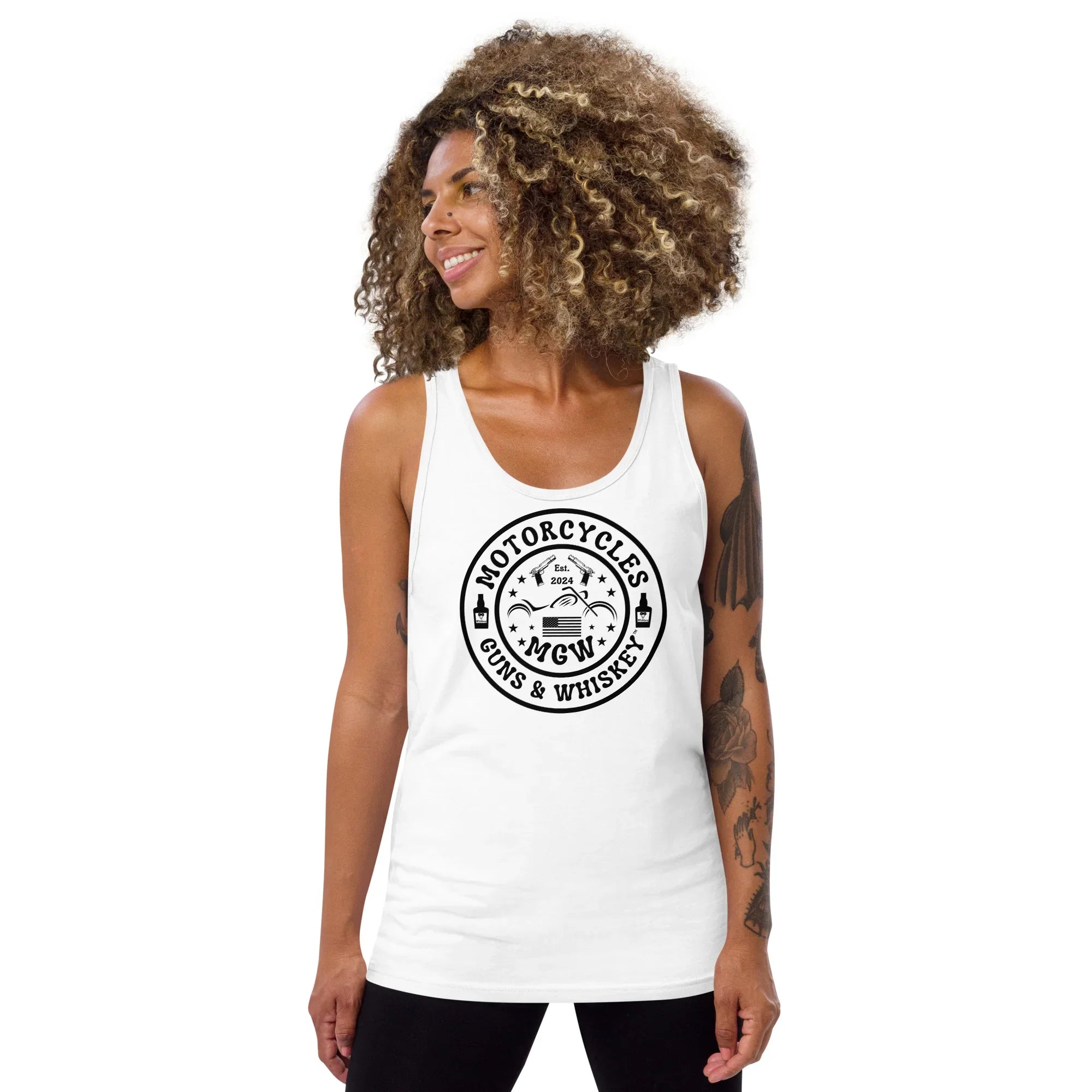 Motorcycles Guns & Whiskey Tank Top -MGW Clothing