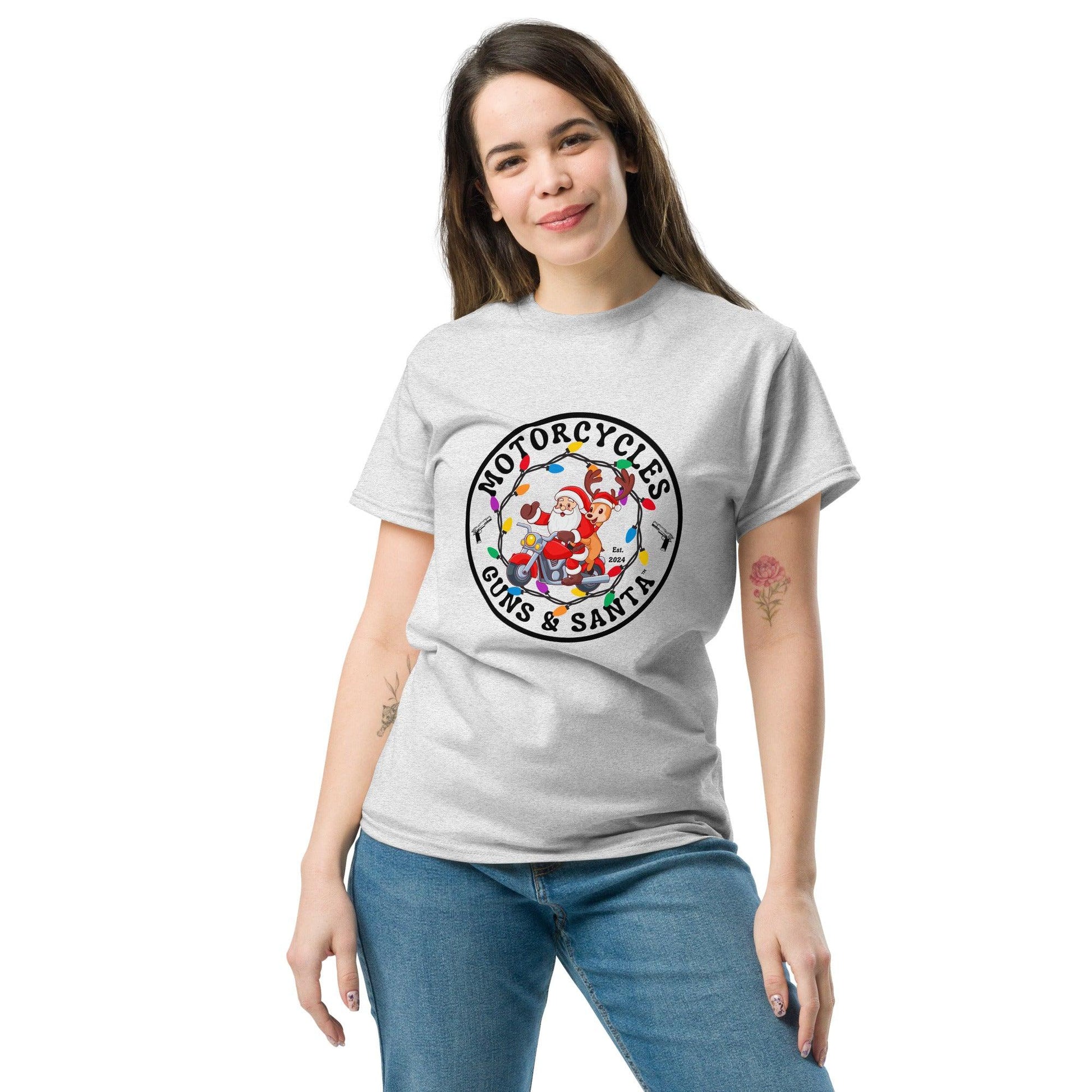 Motorcycles Guns & Santa T-shirt - Unisex -MGW Clothing