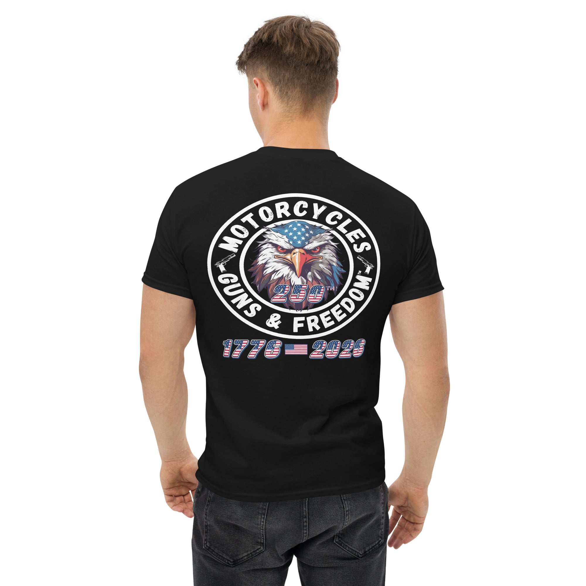 Motorcycles Guns And Freedom 250Th T Shirt Unisex - MGW Clothing