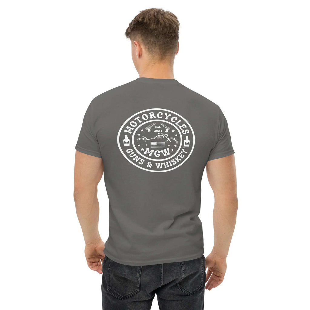 Motorcycles Guns & Whiskey T-shirt (Back) - Unisex -MGW Clothing
