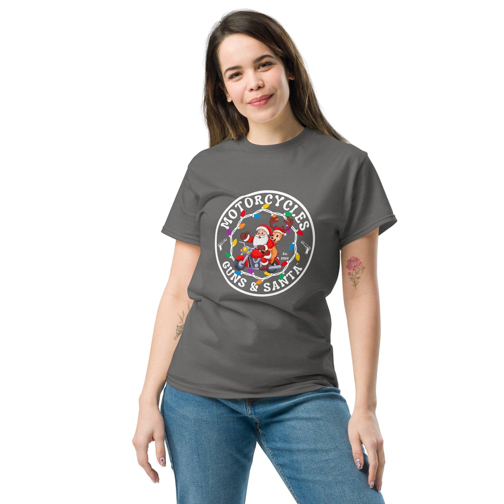 Motorcycles Guns & Santa T-shirt - Unisex -MGW Clothing