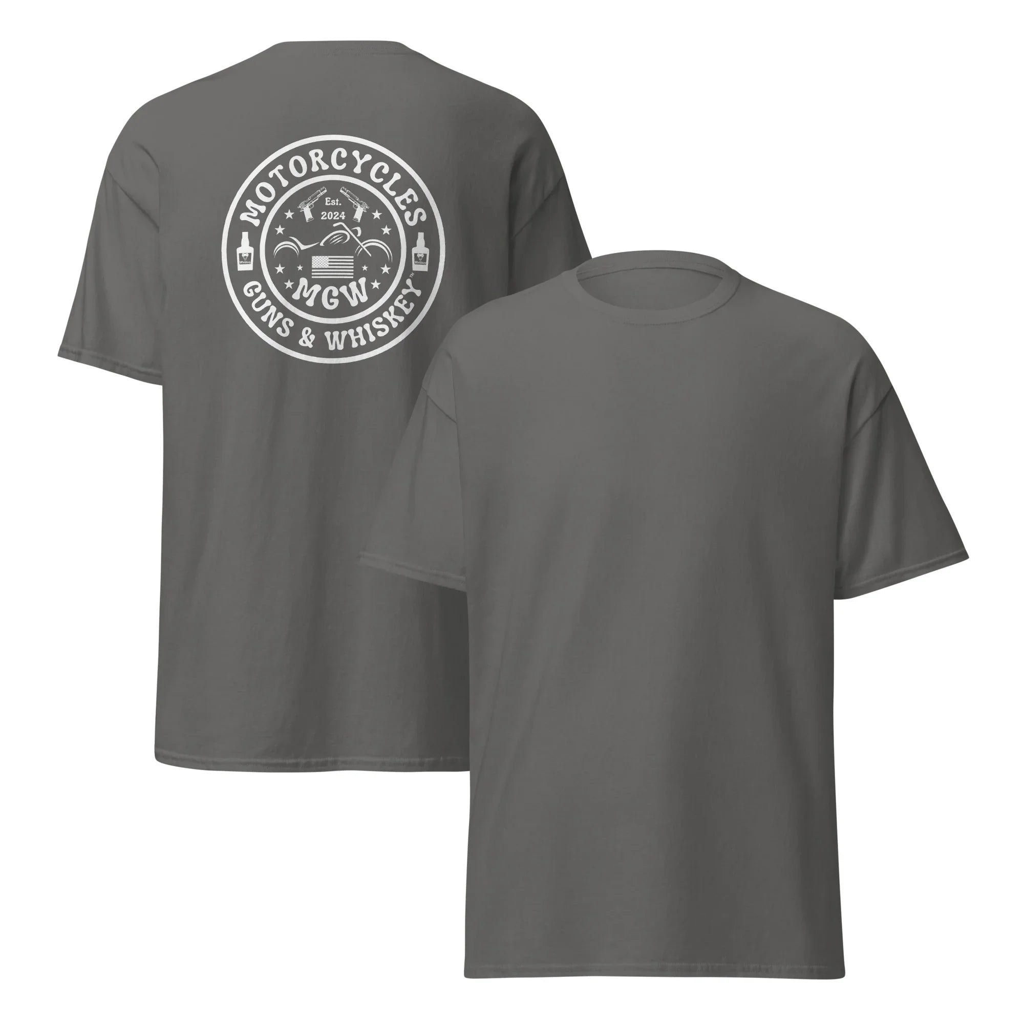 Motorcycles Guns & Whiskey T-shirt (Back) - Unisex -MGW Clothing