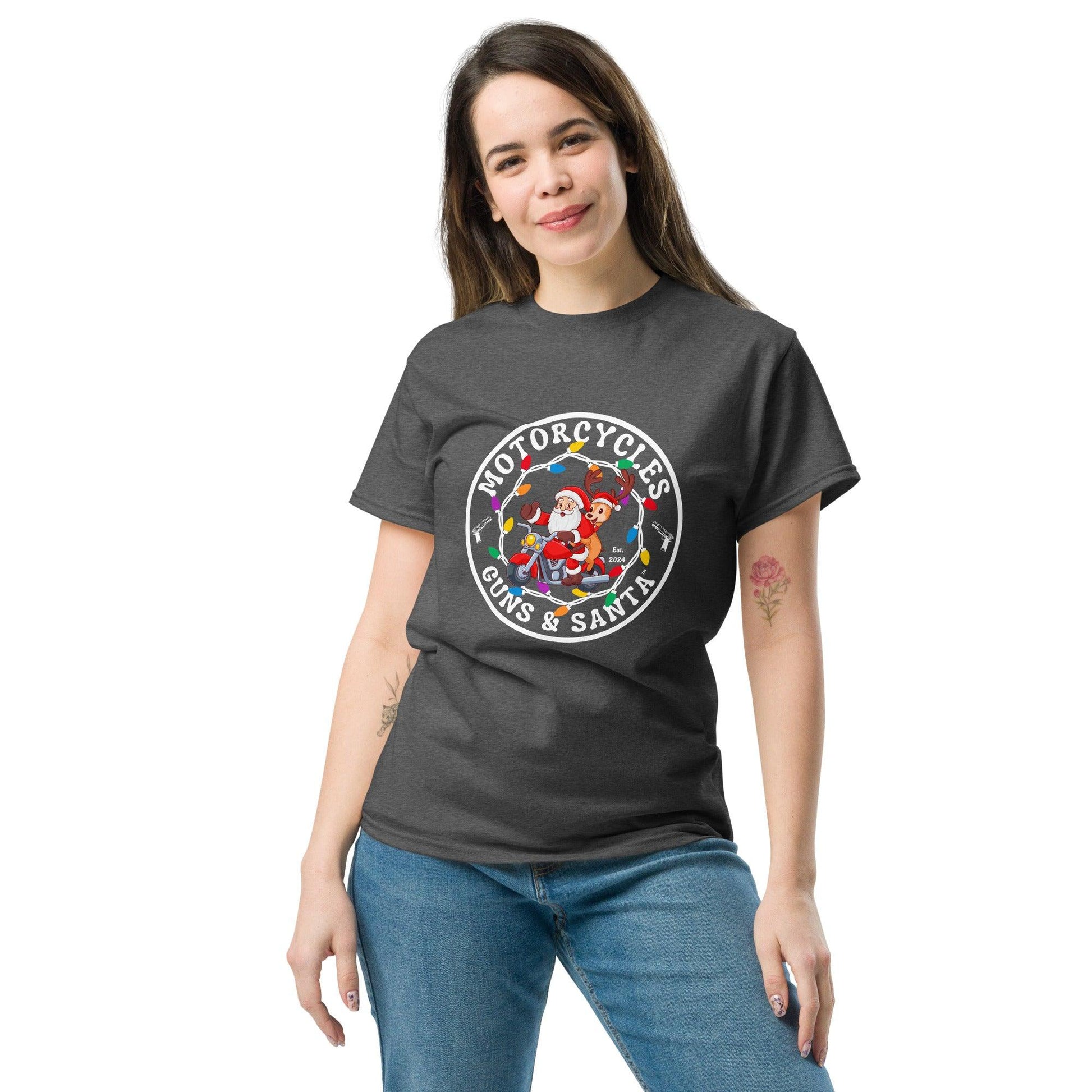 Motorcycles Guns & Santa T-shirt - Unisex -MGW Clothing