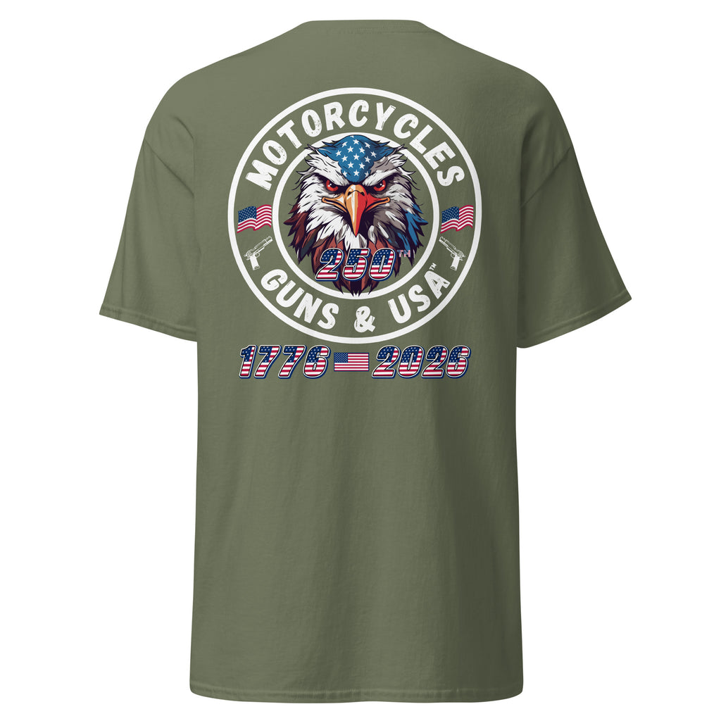 Motorcycles Guns And Usa 250Th T Shirt Unisex - MGW Clothing