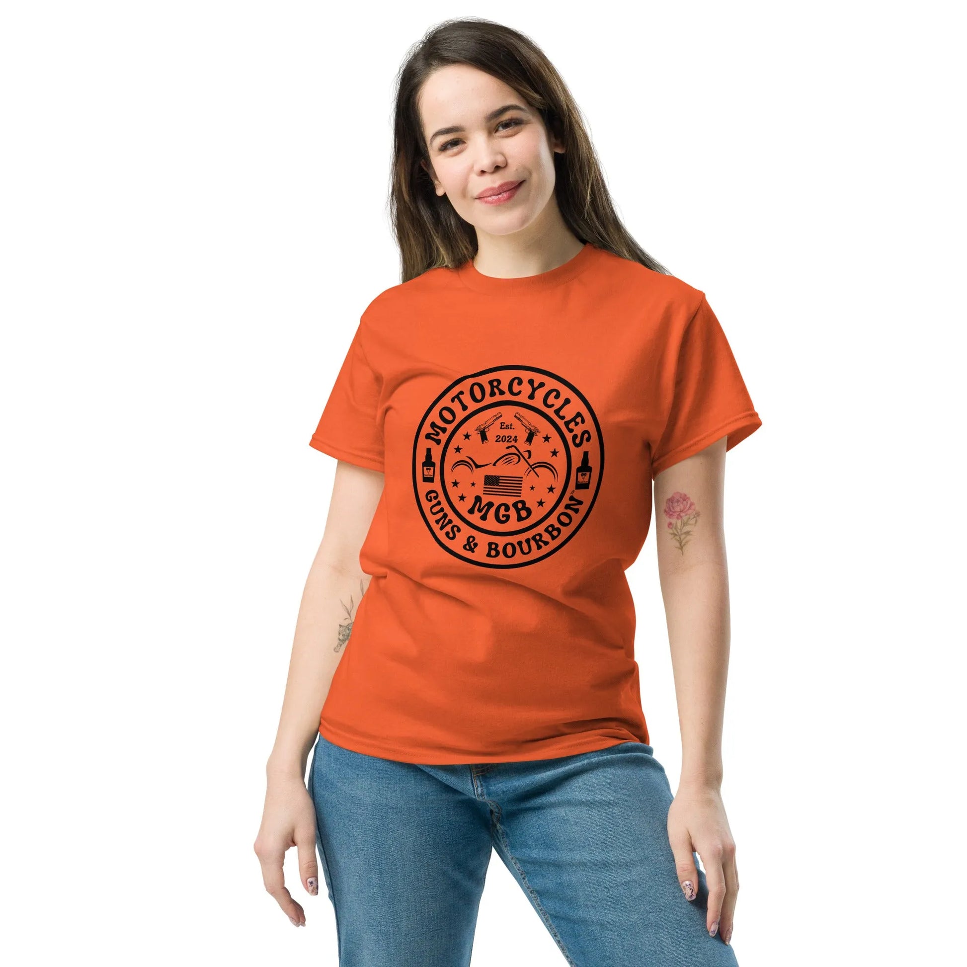 Motorcycles Guns & Bourbon T-shirt - Unisex - ShopMGW Clothing