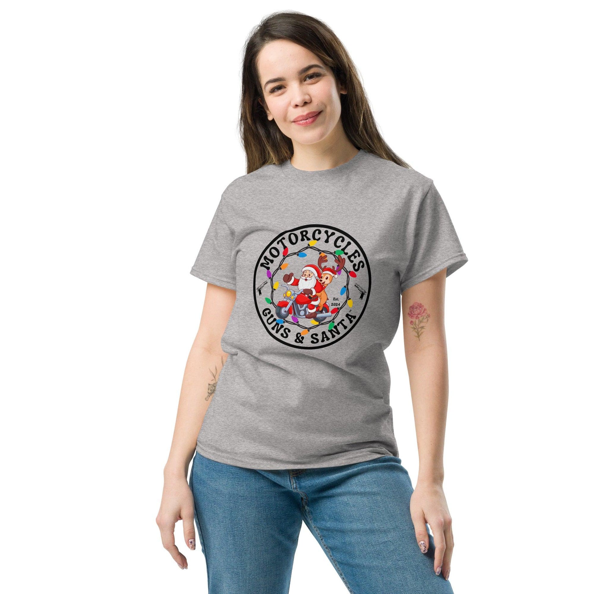 Motorcycles Guns & Santa T-shirt - Unisex -MGW Clothing