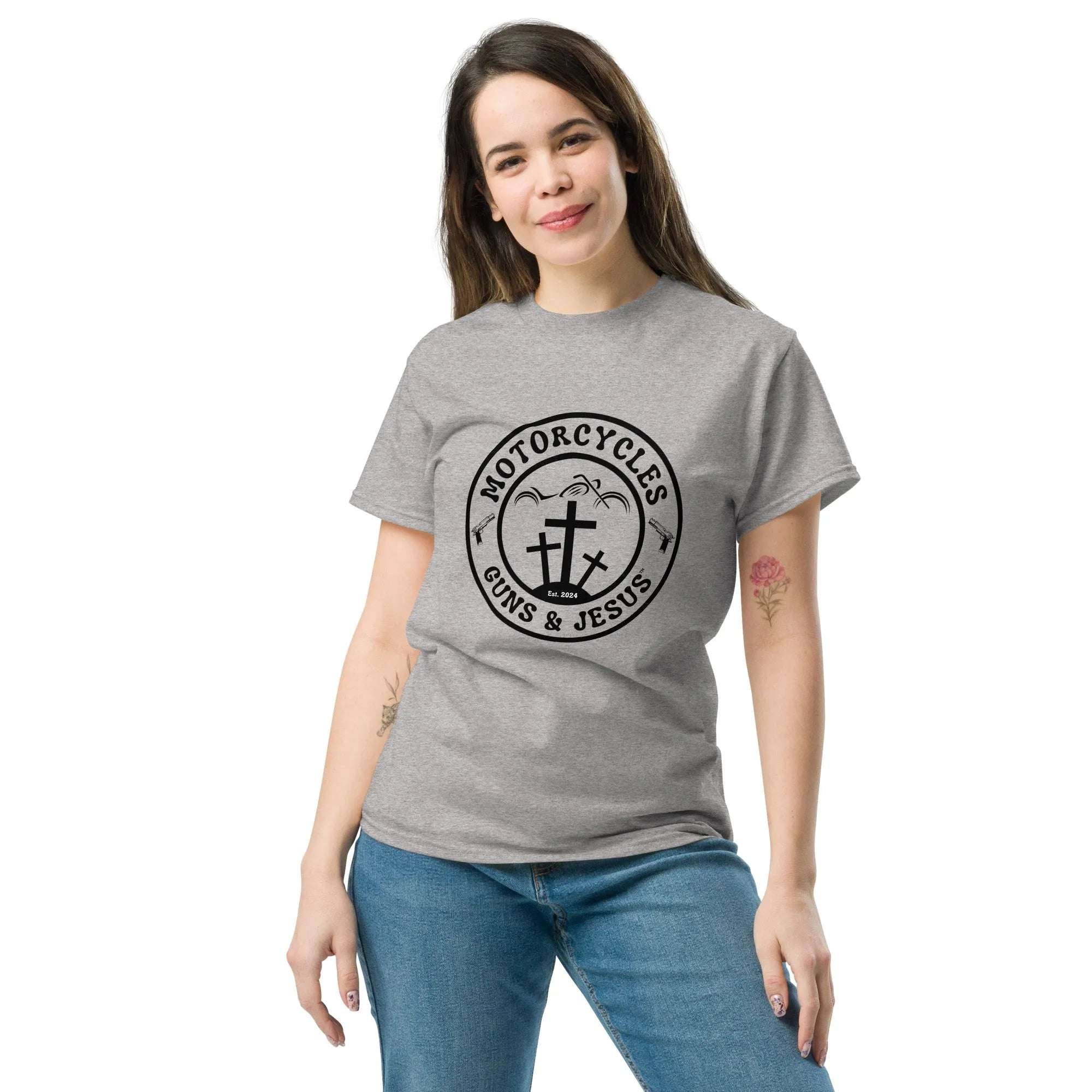 Motorcycles Guns & Jesus T-shirt - Unisex -MGW Clothing