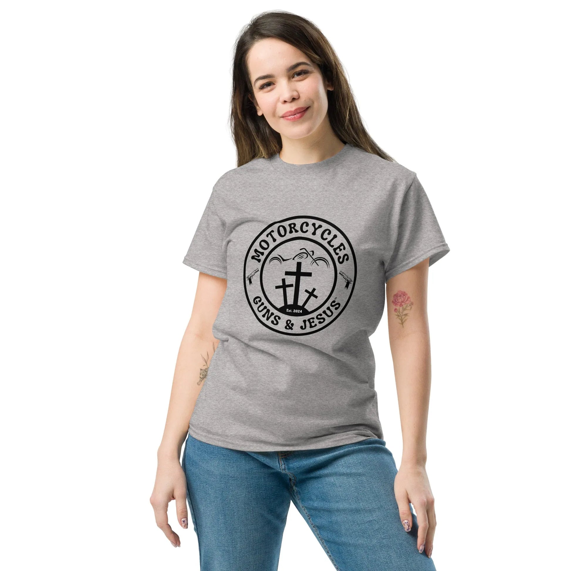Motorcycles Guns & Jesus T-shirt - Unisex - ShopMGW Clothing