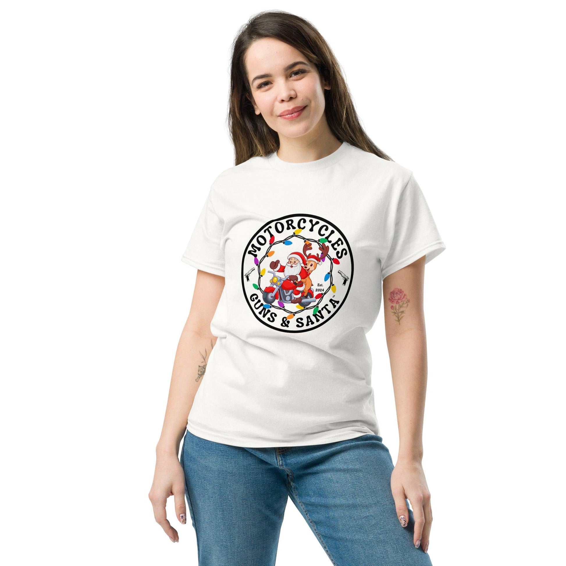 Motorcycles Guns & Santa T-shirt - Unisex -MGW Clothing
