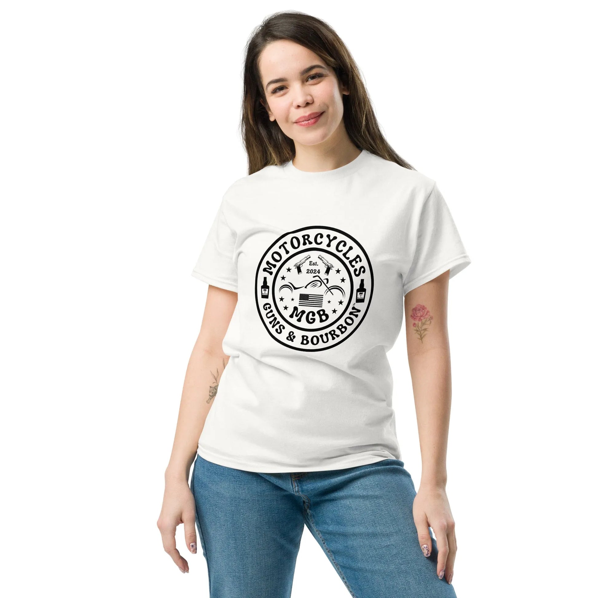 Motorcycles Guns & Bourbon T-shirt - Unisex - ShopMGW Clothing