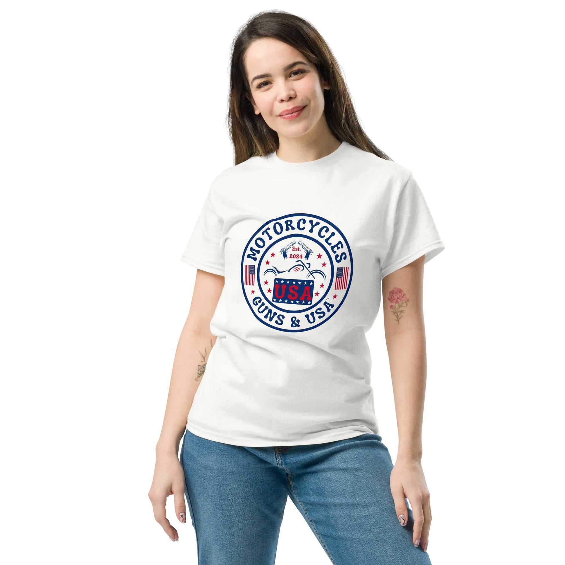Motorcycles Guns & USA T-shirt - Unisex - ShopMGW Clothing