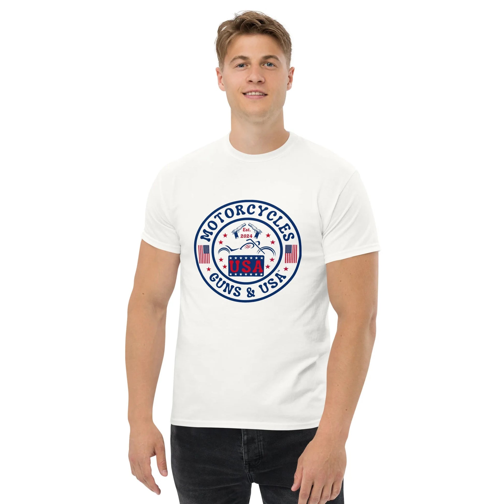 Motorcycles Guns & USA T-shirt - Unisex - ShopMGW Clothing
