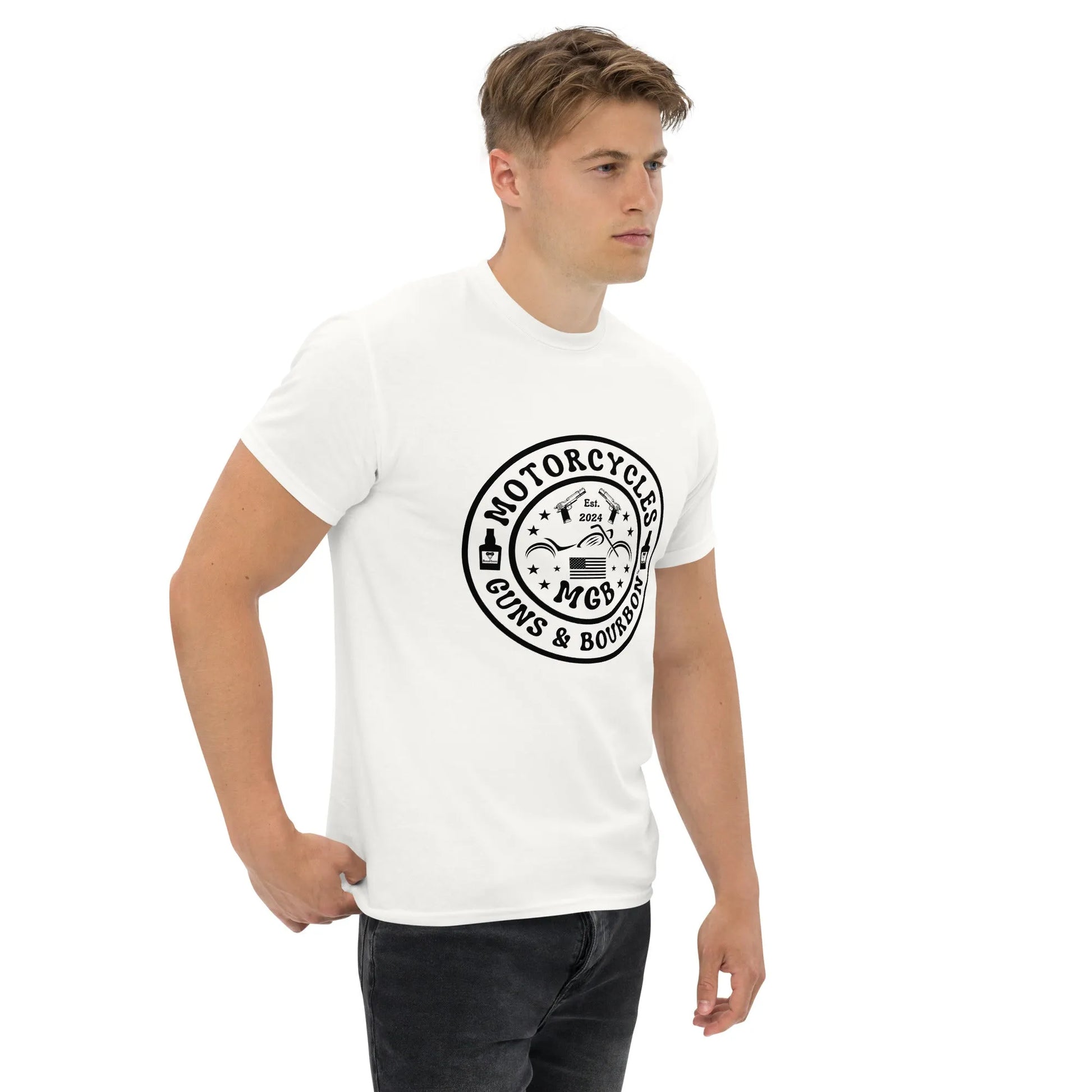 Motorcycles Guns & Bourbon T-shirt - Unisex - ShopMGW Clothing