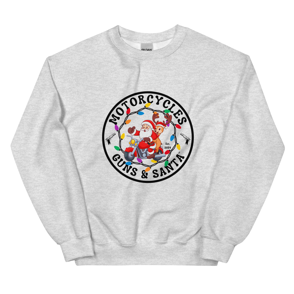 Motorcycles Guns And Santa Sweatshirt-MGW Clothing