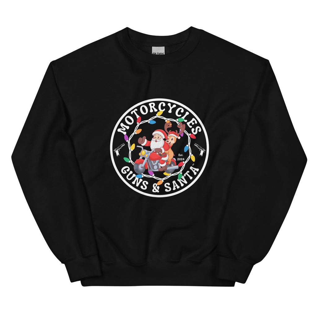 Motorcycles Guns And Santa Sweatshirt-MGW Clothing