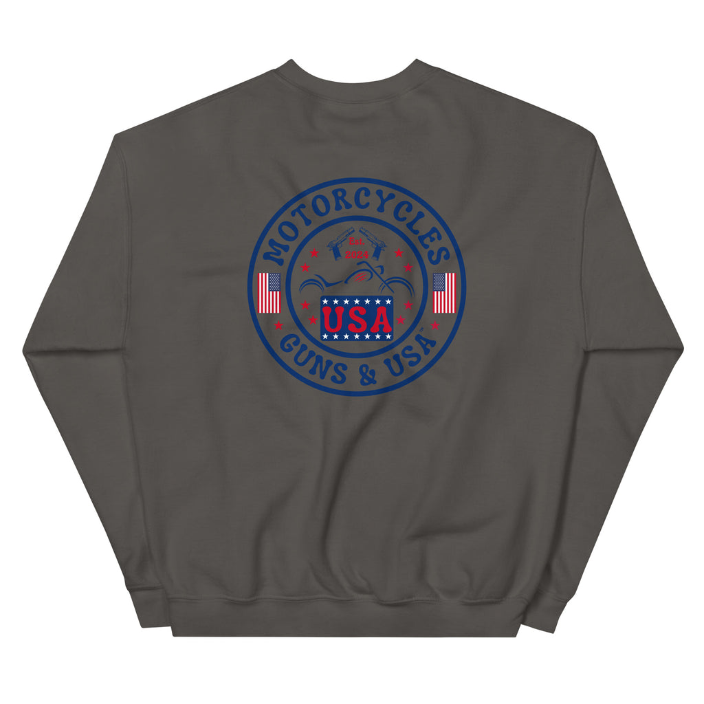 Motorcycles Guns And Usa Sweatshirt-MGW Clothing