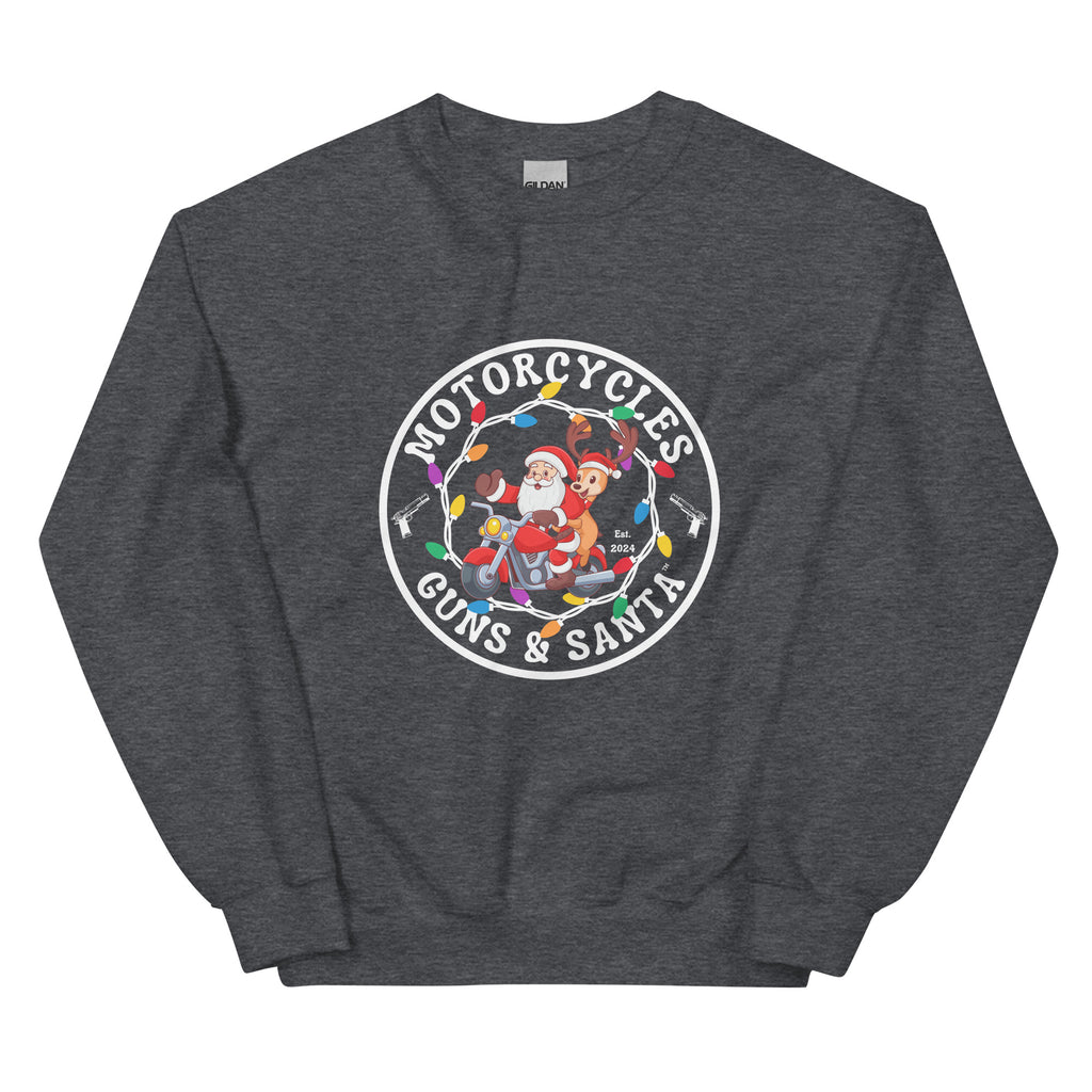 Motorcycles Guns And Santa Sweatshirt-MGW Clothing