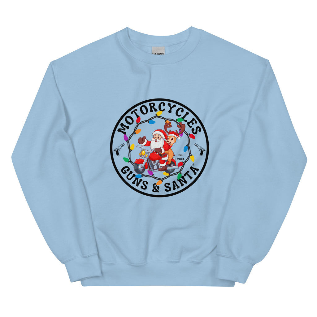 Motorcycles Guns And Santa Sweatshirt-MGW Clothing