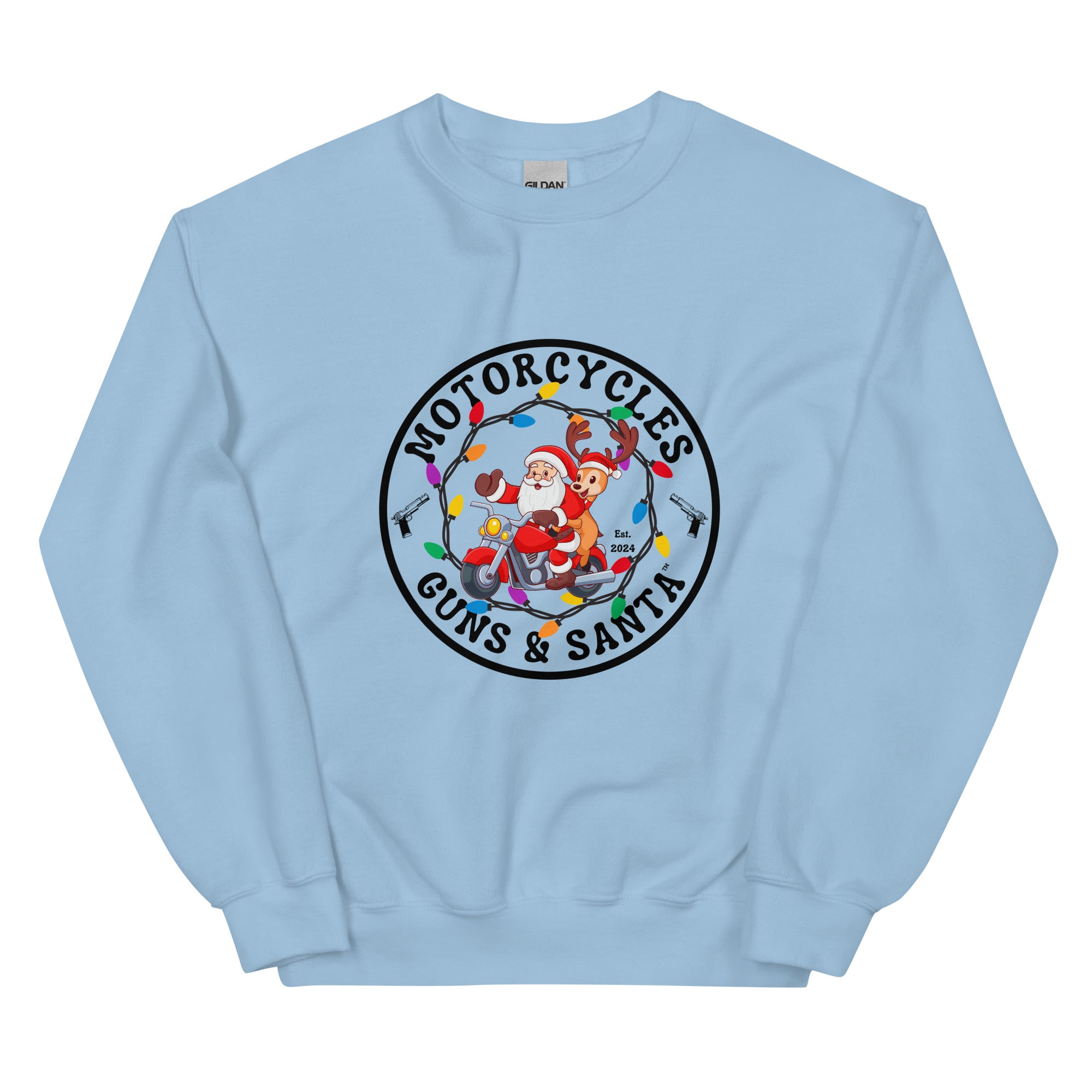 Motorcycles Guns And Santa Sweatshirt-MGW Clothing