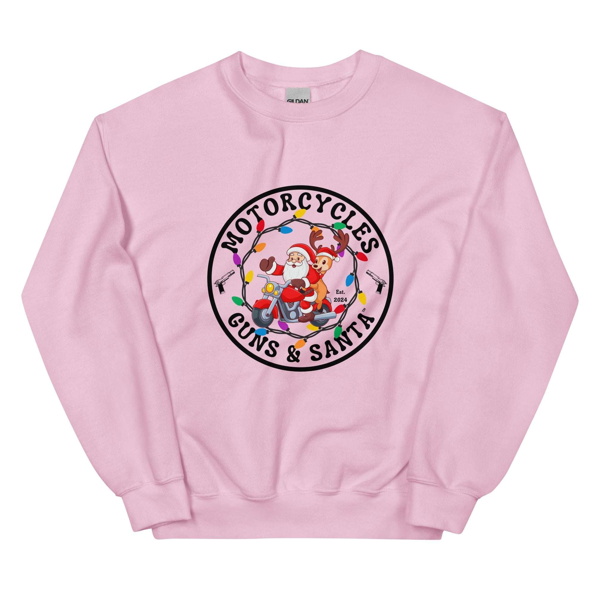 Motorcycles Guns And Santa Sweatshirt-MGW Clothing