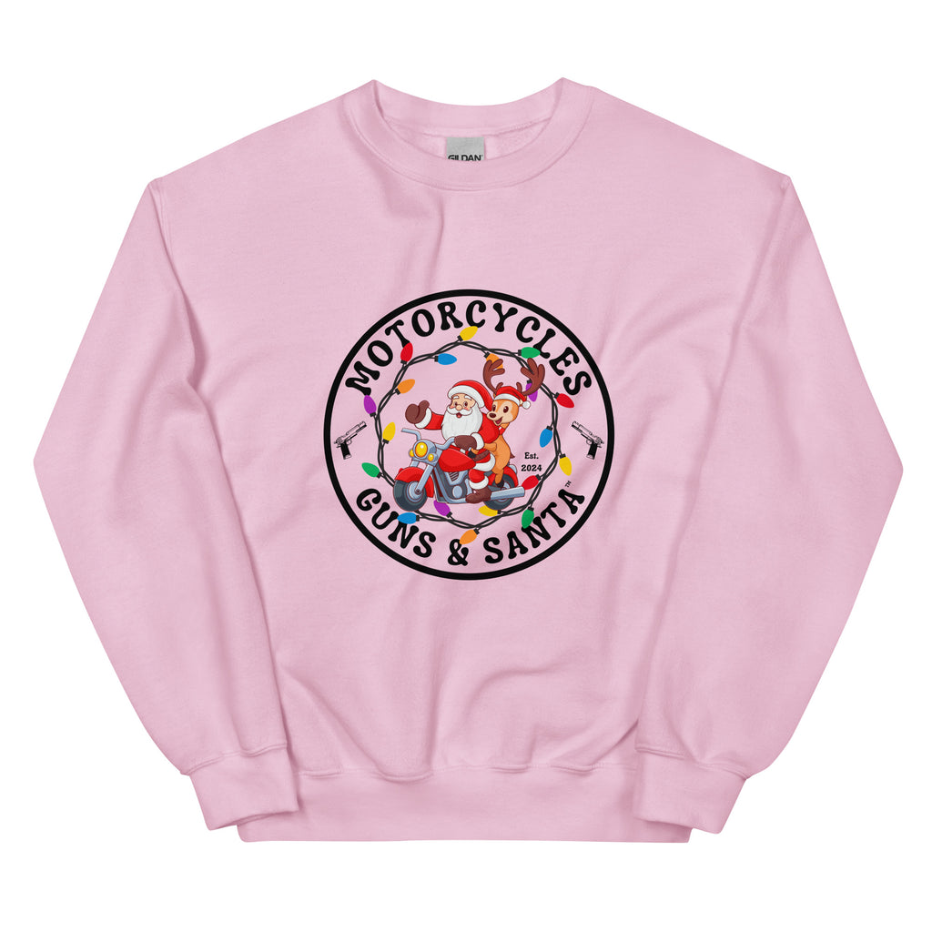 Motorcycles Guns And Santa Sweatshirt-MGW Clothing