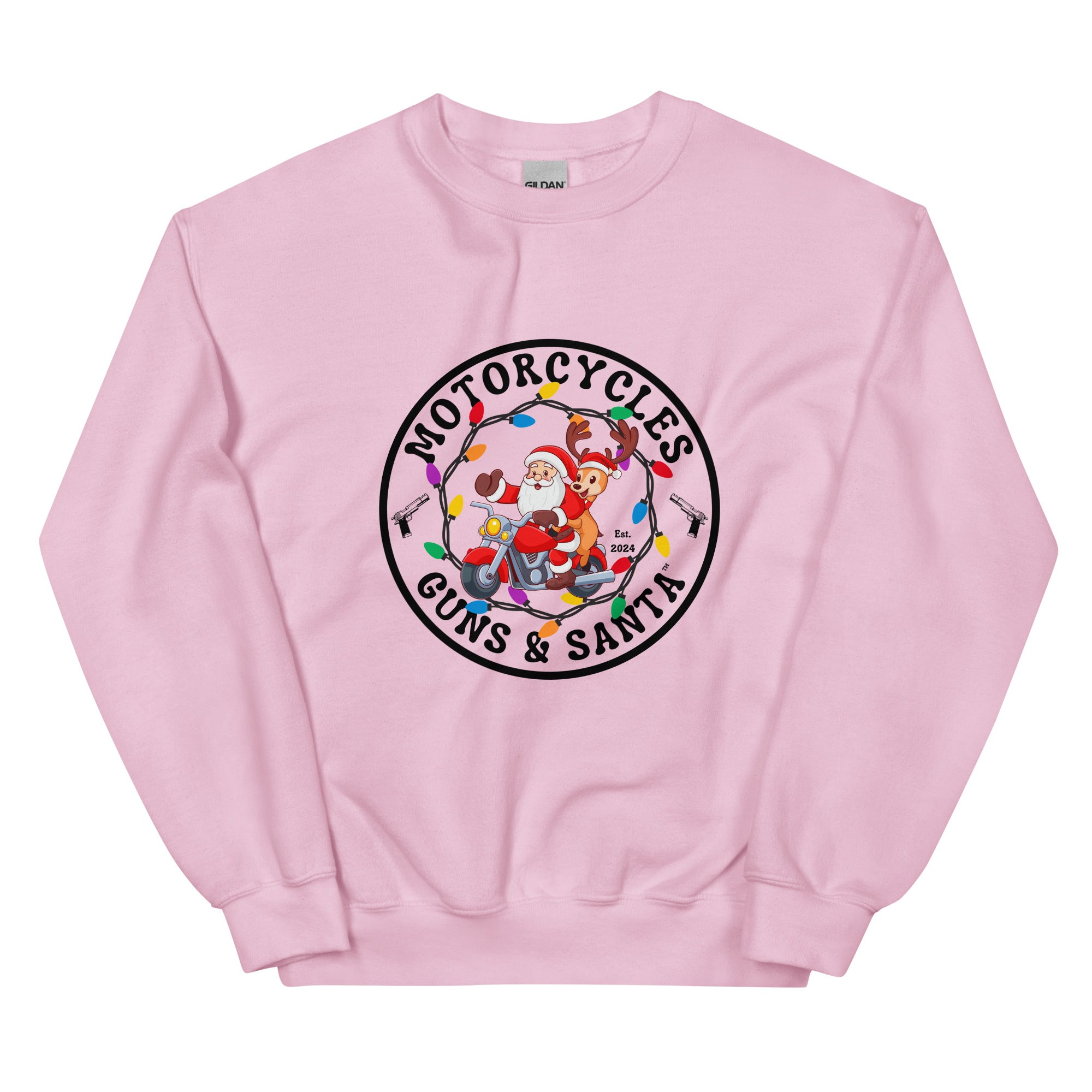 Motorcycles Guns And Santa Sweatshirt-MGW Clothing