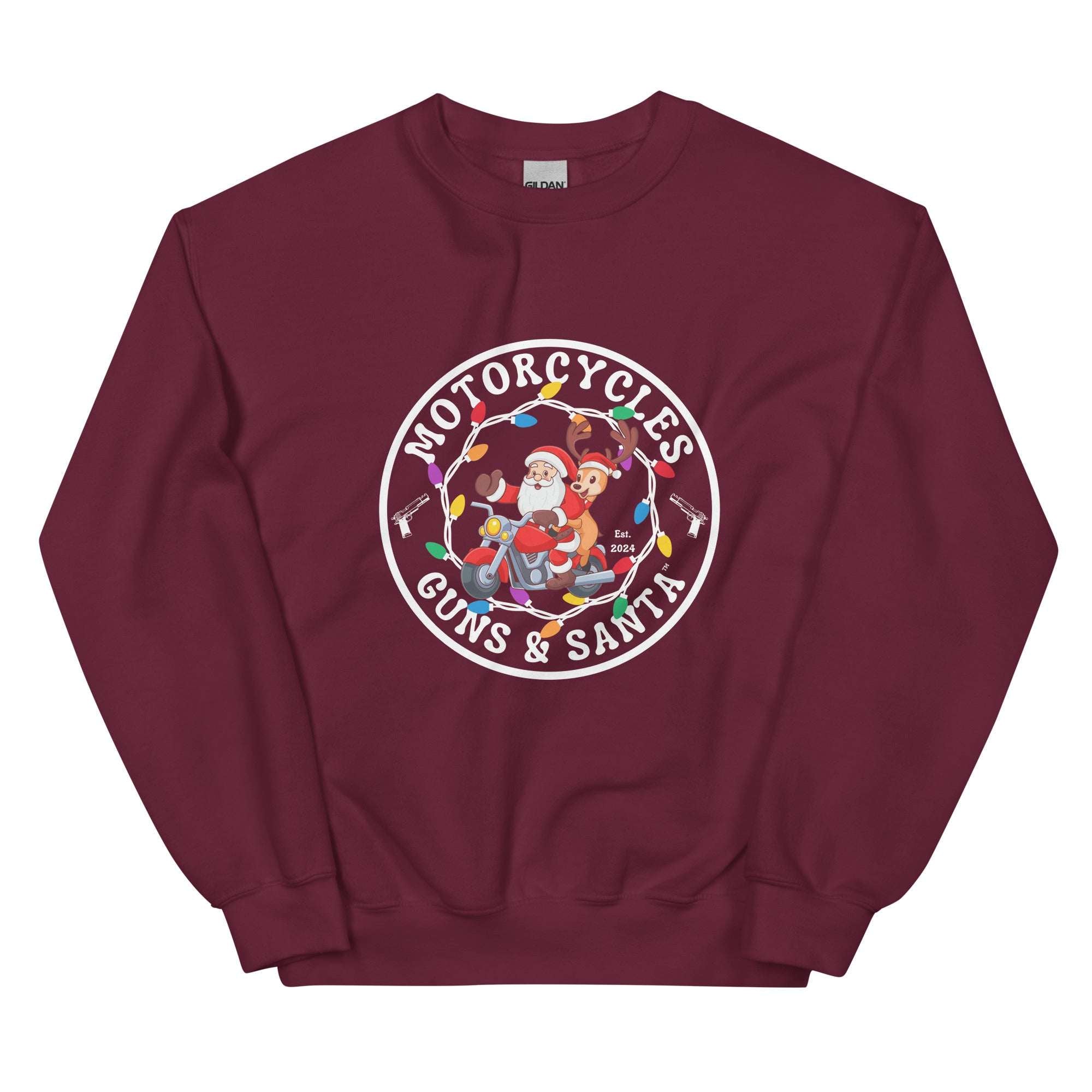 Motorcycles Guns And Santa Sweatshirt-MGW Clothing