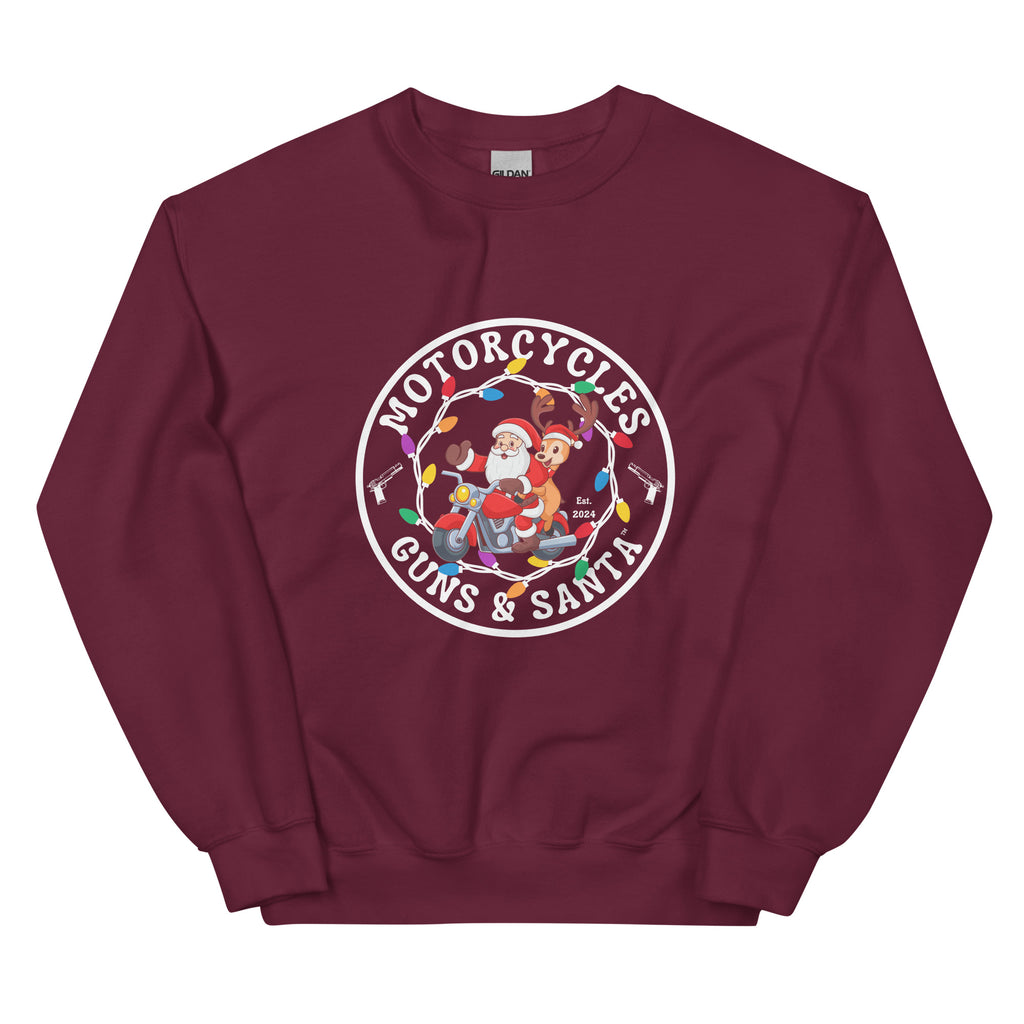 Motorcycles Guns And Santa Sweatshirt-MGW Clothing