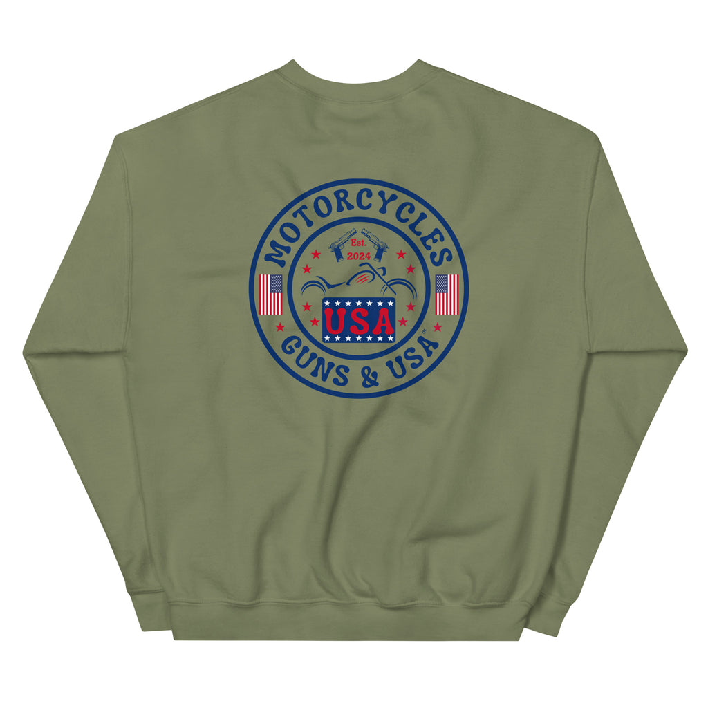 Motorcycles Guns And Usa Sweatshirt-MGW Clothing