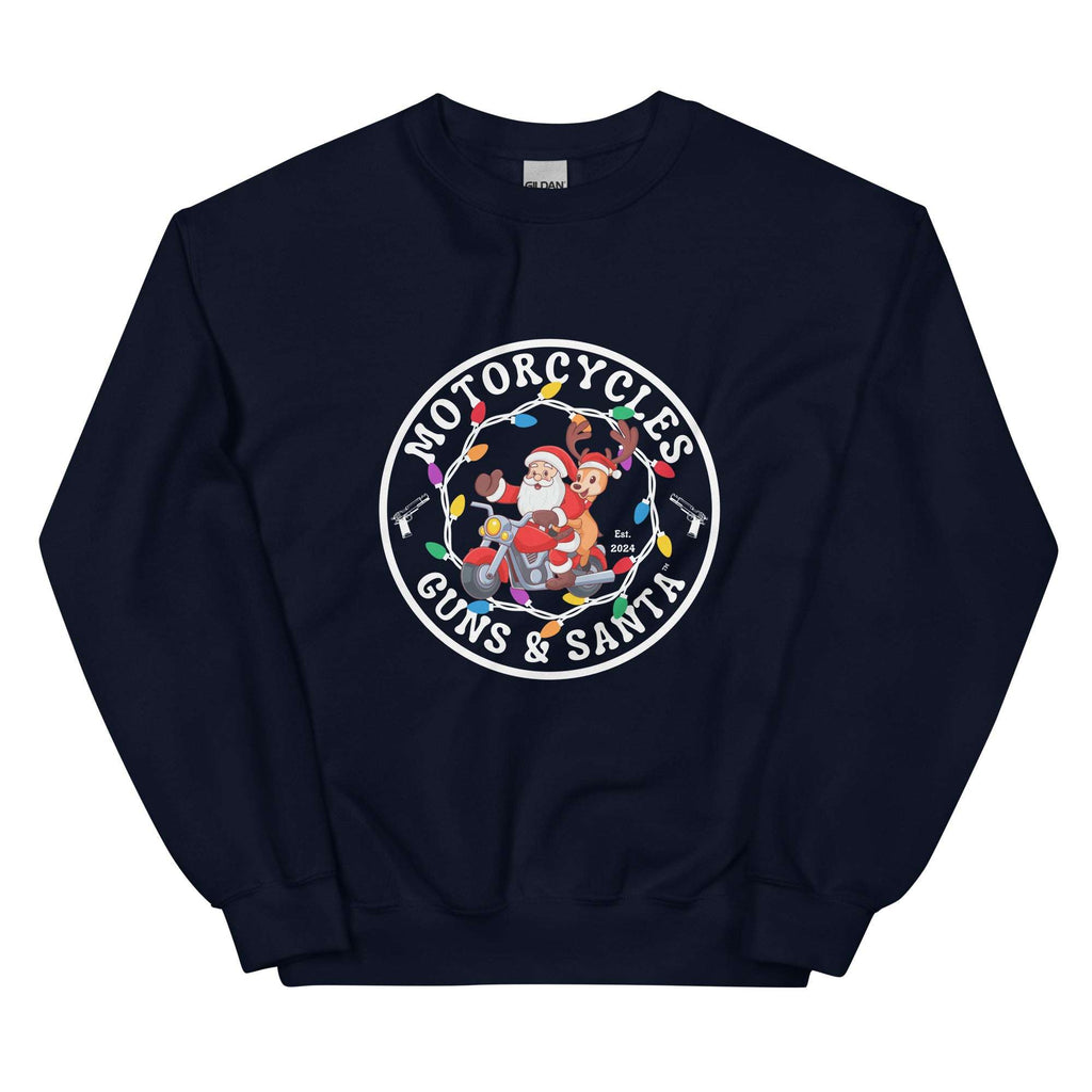 Motorcycles Guns And Santa Sweatshirt - MGW Clothing