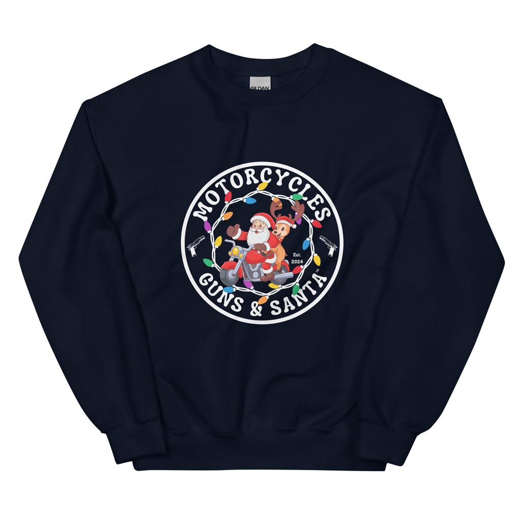 Motorcycles Guns And Santa Sweatshirt-MGW Clothing