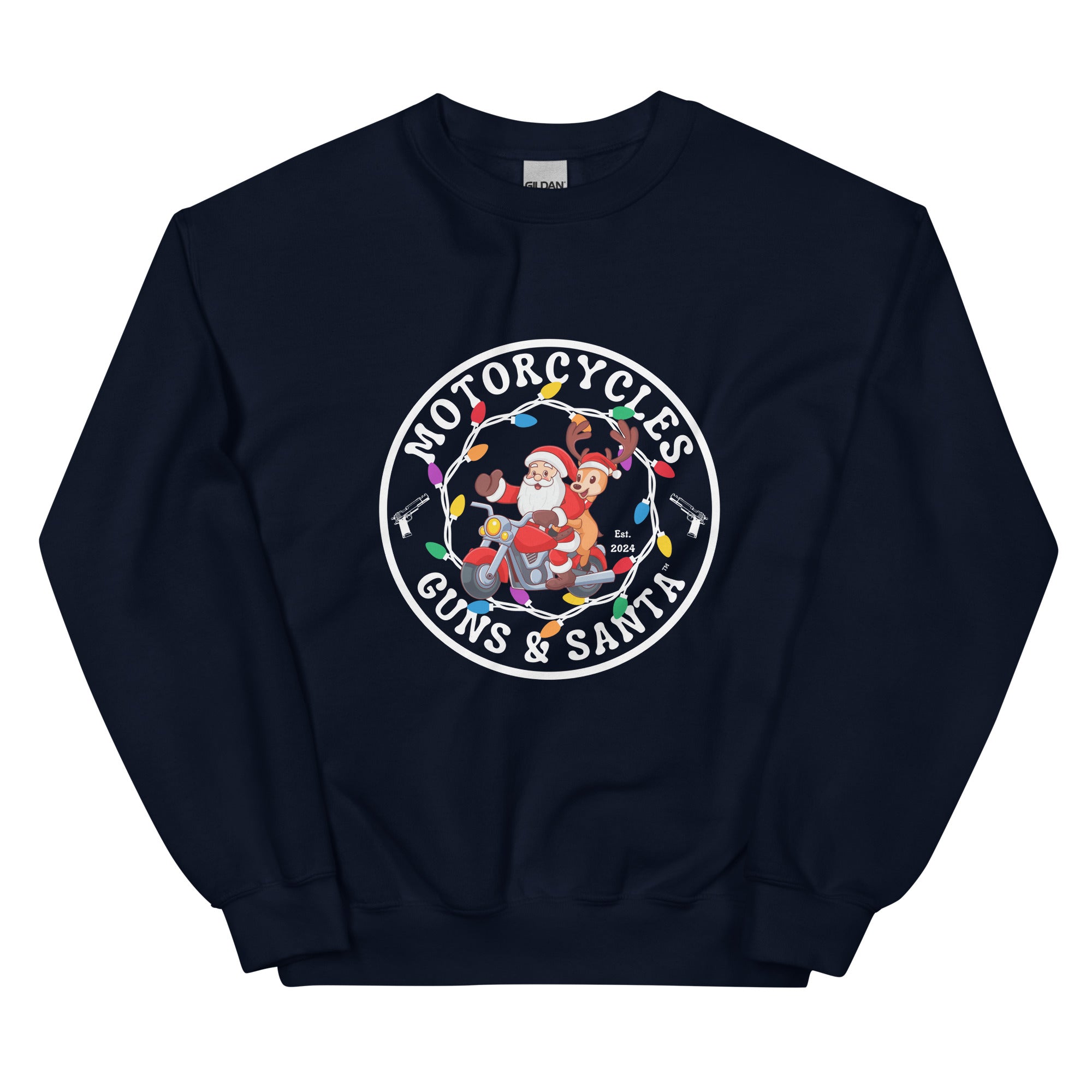 Motorcycles Guns And Santa Sweatshirt-MGW Clothing