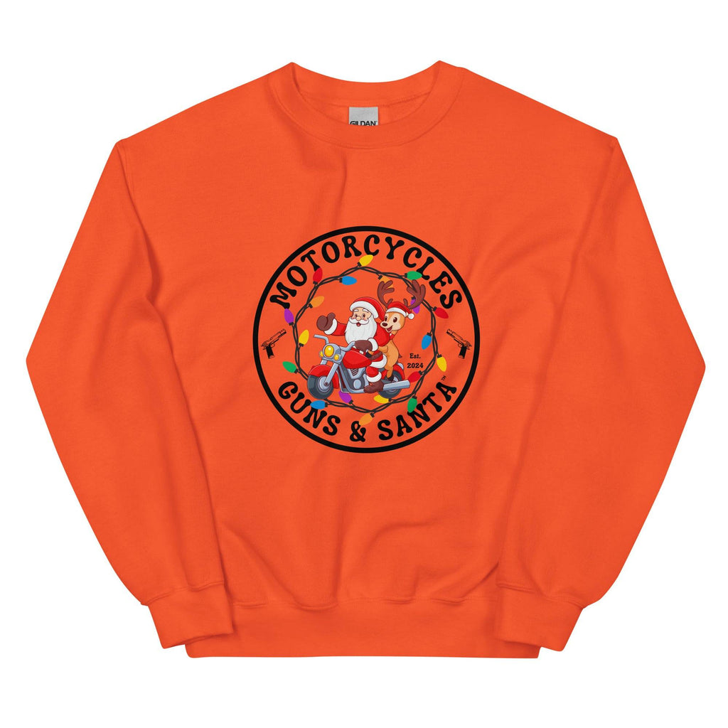 Motorcycles Guns And Santa Sweatshirt-MGW Clothing