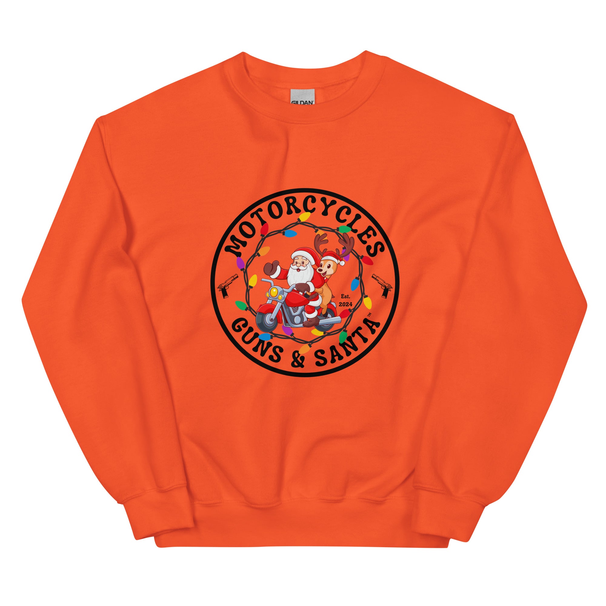Motorcycles Guns And Santa Sweatshirt-MGW Clothing