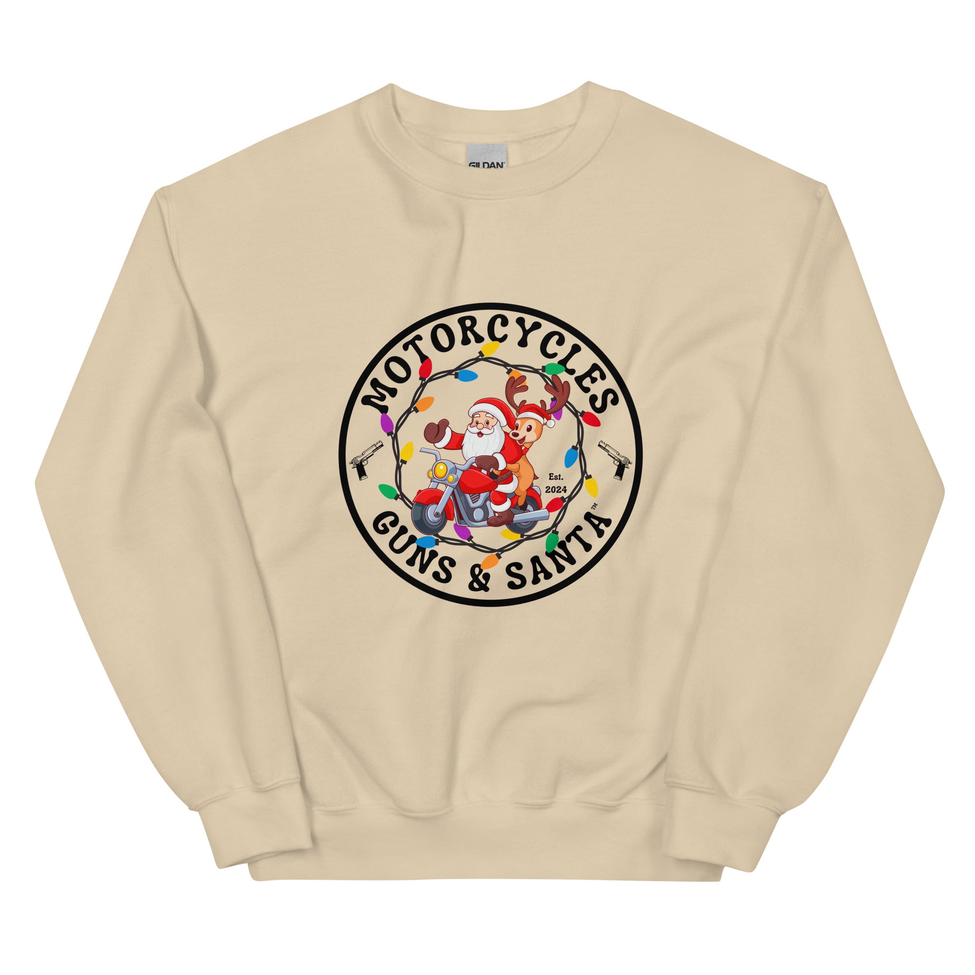 Motorcycles Guns And Santa Sweatshirt-MGW Clothing