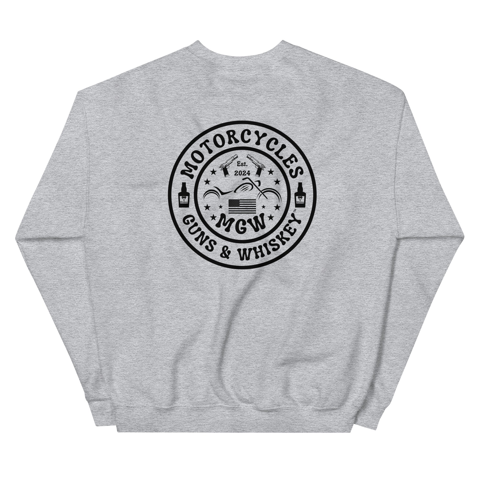 Motorcycles Guns And Whiskey Sweatshirt-MGW Clothing
