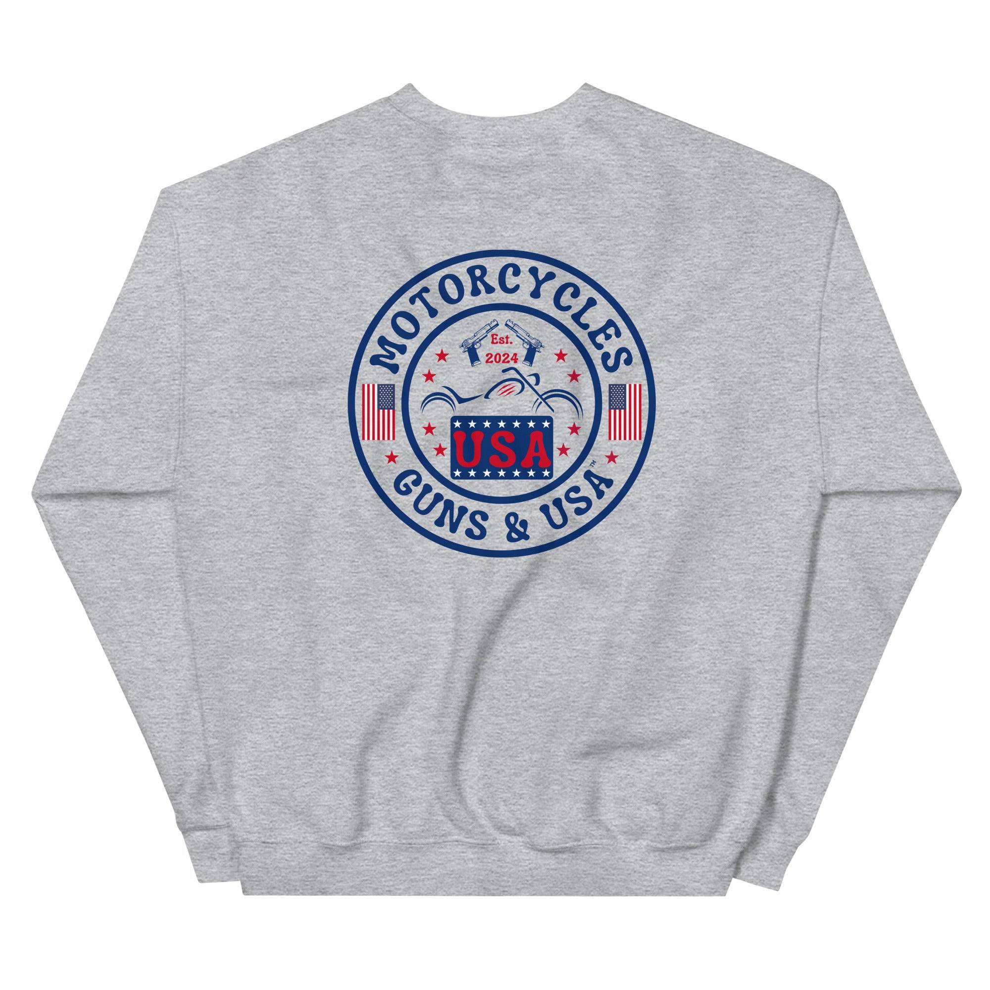 Motorcycles Guns And Usa Sweatshirt-MGW Clothing