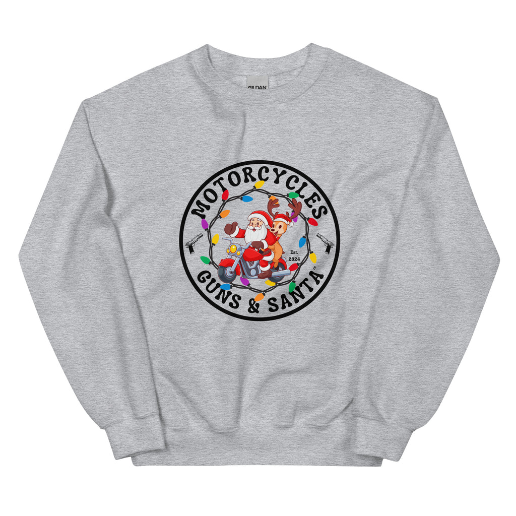 Motorcycles Guns And Santa Sweatshirt-MGW Clothing
