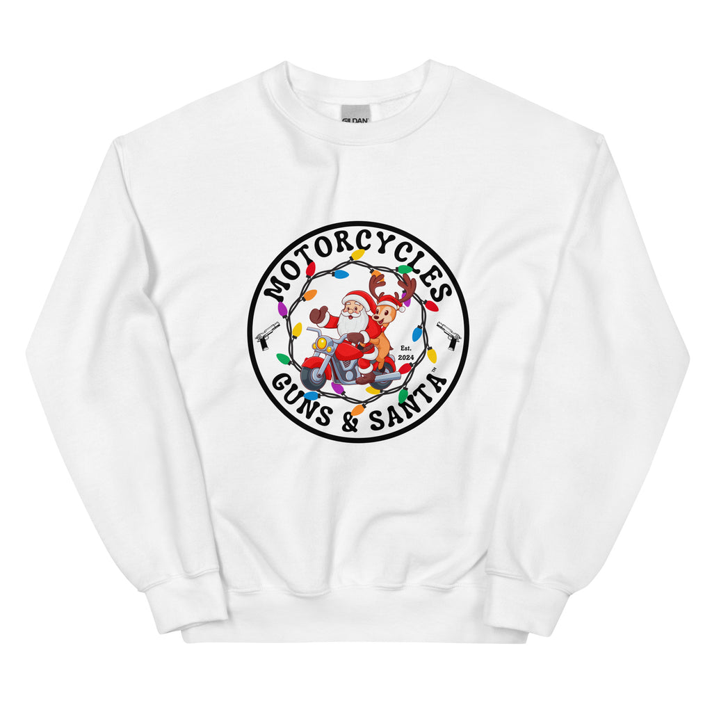 Motorcycles Guns And Santa Sweatshirt-MGW Clothing