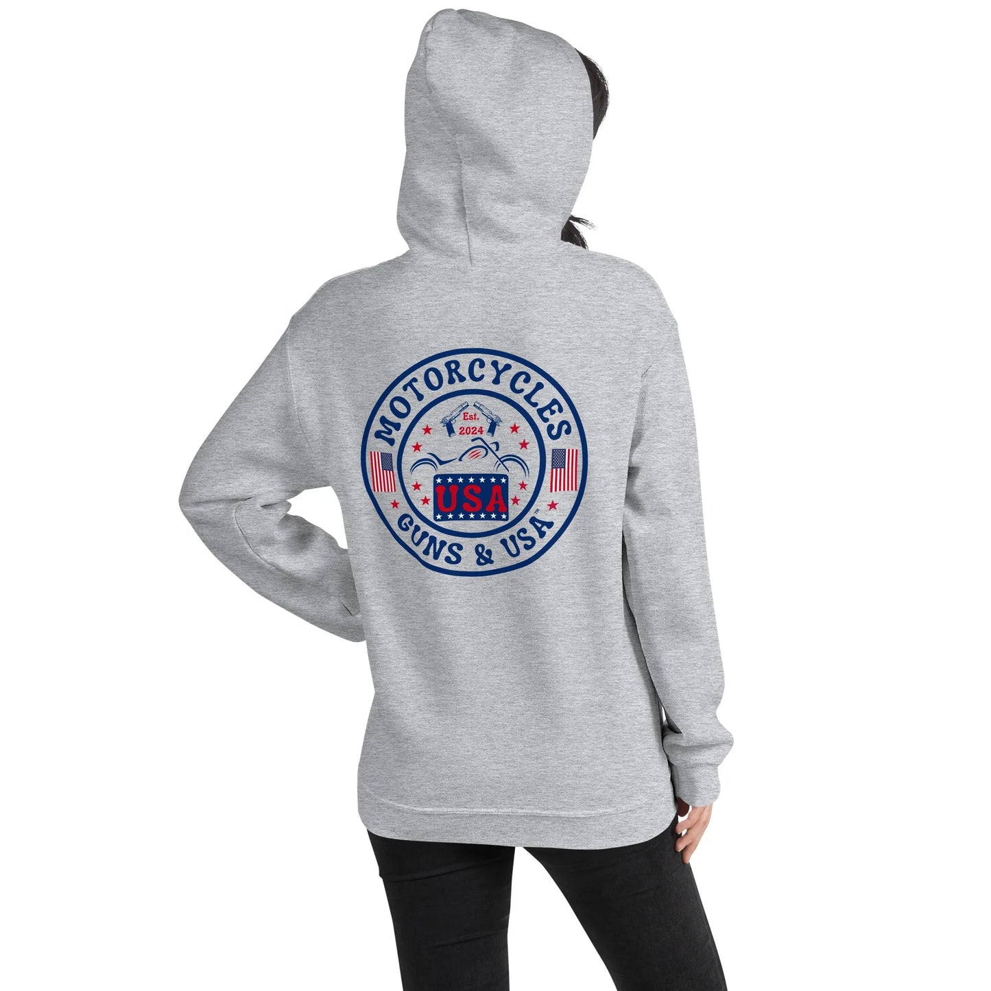 Motorcycles Guns & USA Hoodie - Unisex - ShopMGW Clothing