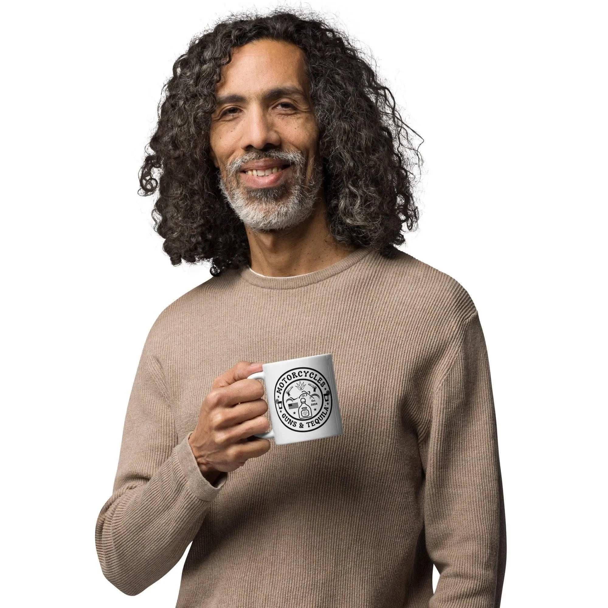 Motorcycles Guns & Tequila White coffee mug -MGW Clothing