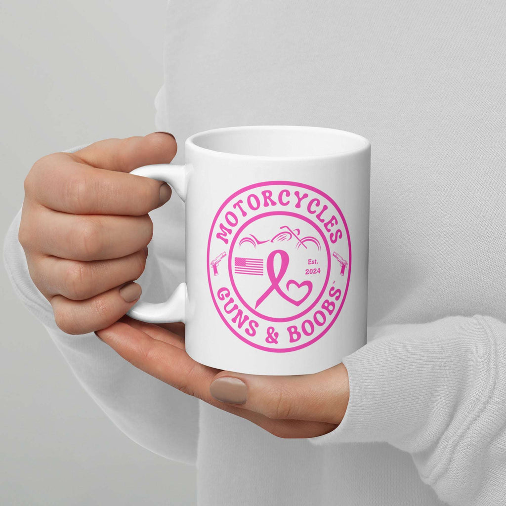 Motorcycles Guns And Boobs White Glossy Mug-MGW Clothing